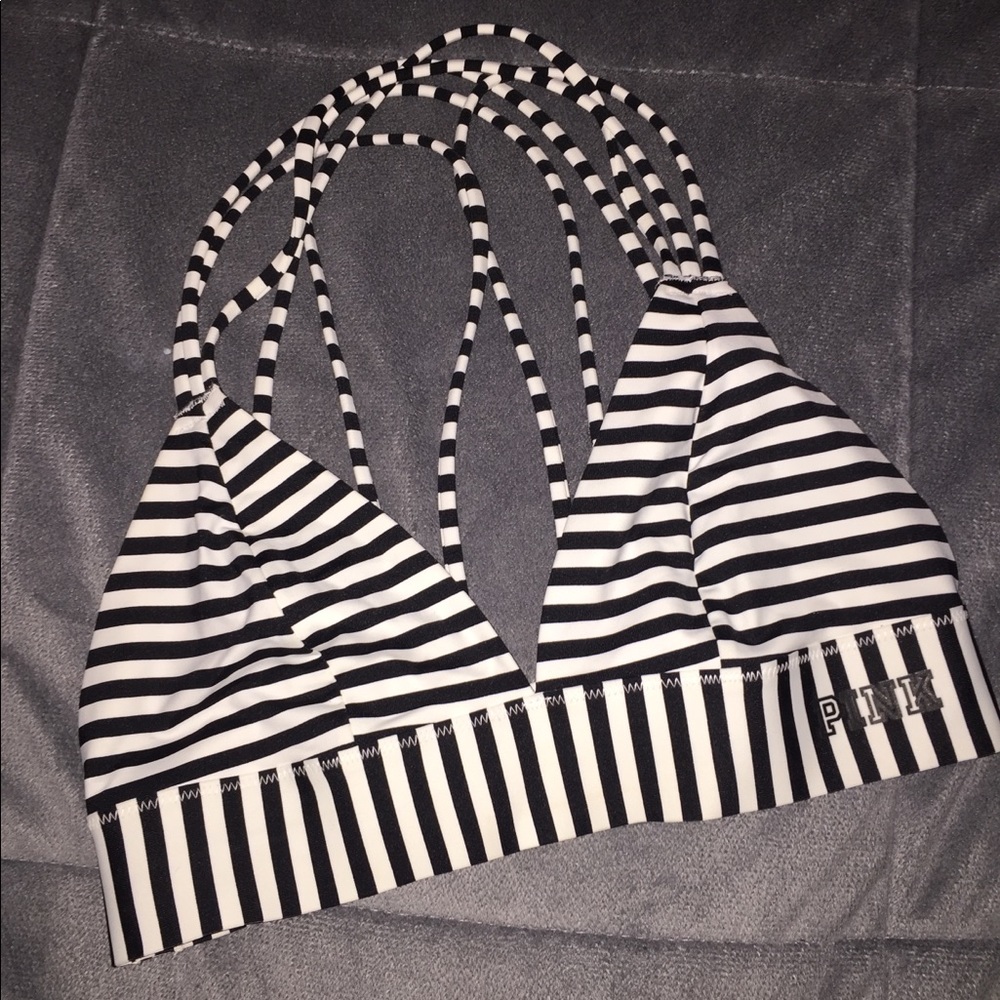VS PINK black and white stripped bralette!